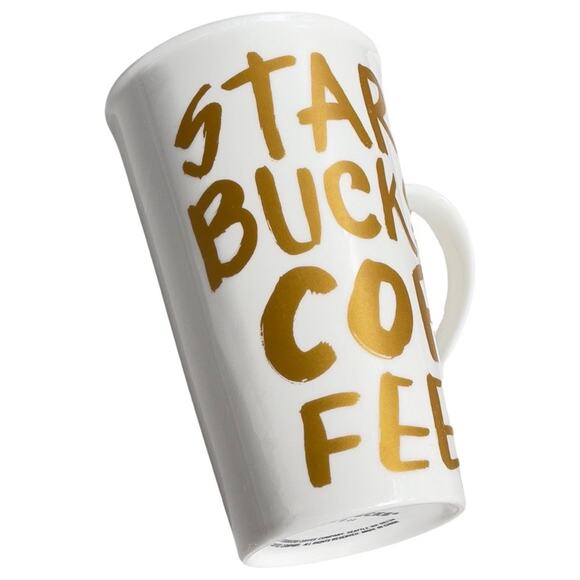 Starbucks Mug 16 oz White With Gold Starbucks Coffee Lettering - No Chips/Cracks - Picture 3 of 15
